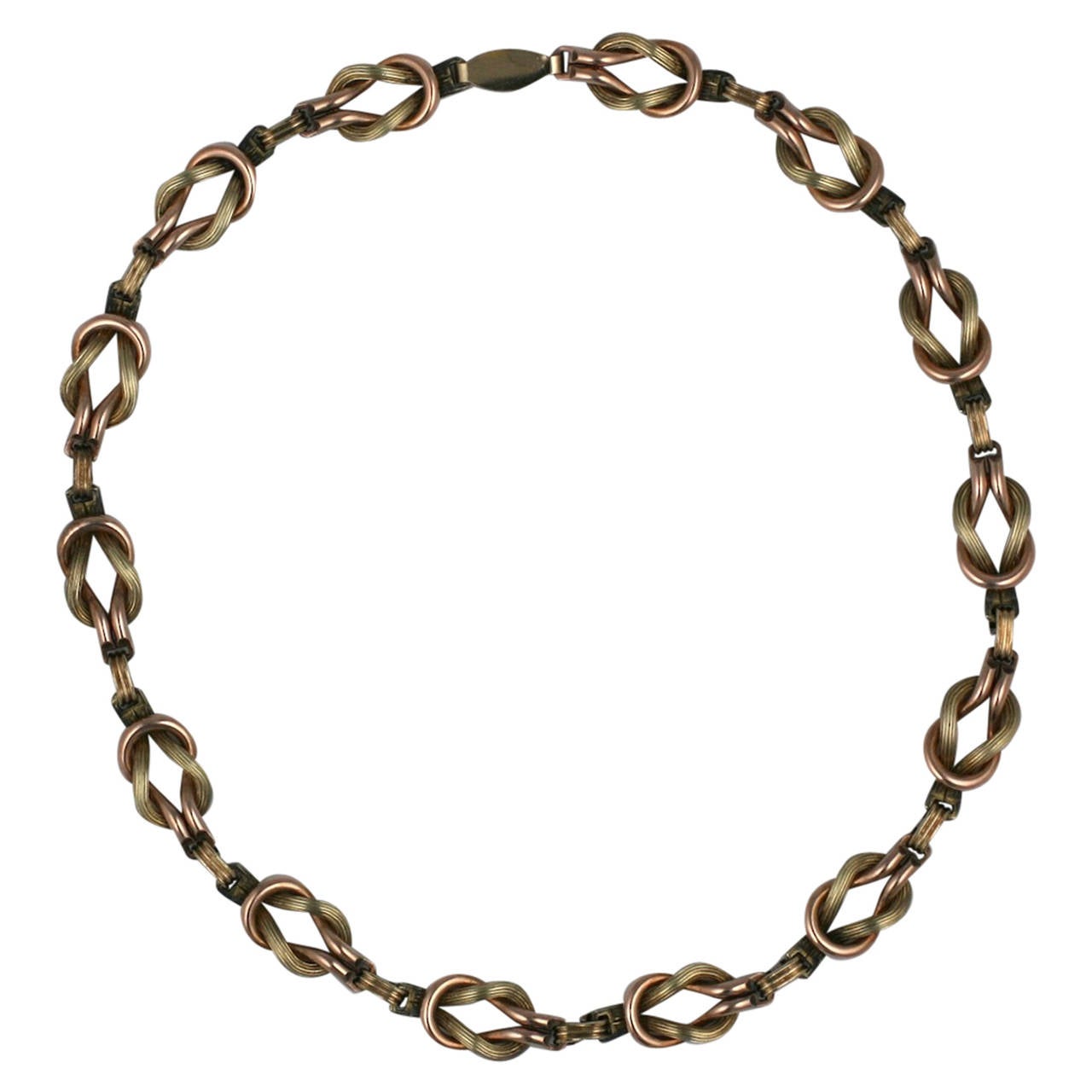 Collana retrò in argento con nodo a due toni