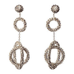 Miriam Haskell Long Diamante Gyroscope Hoop Earrings