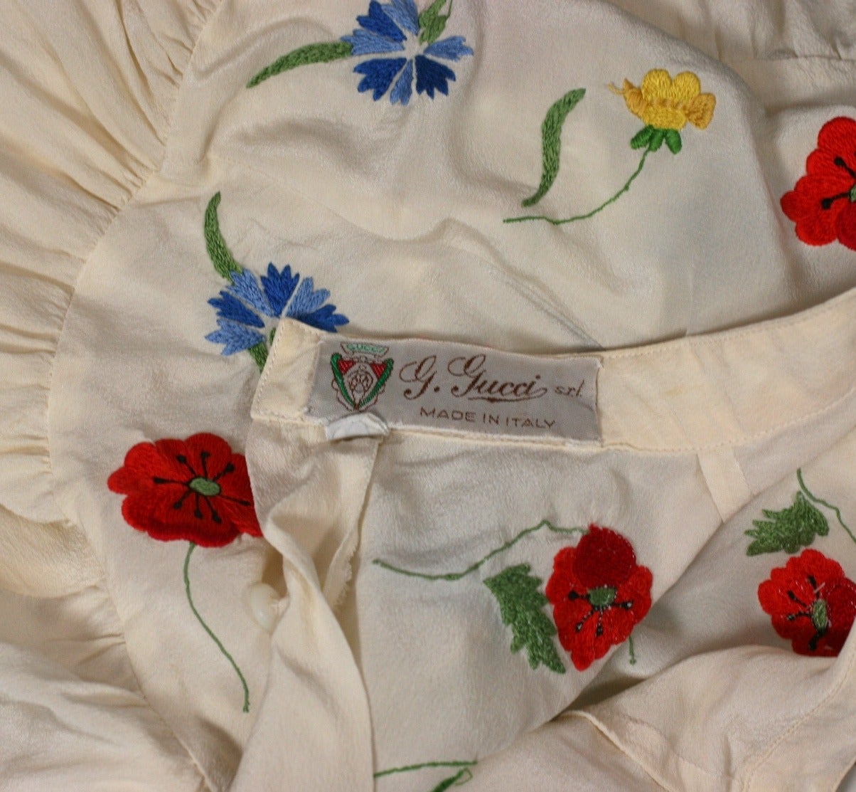 Gucci Folkloric Floral Crepe Blouse 1