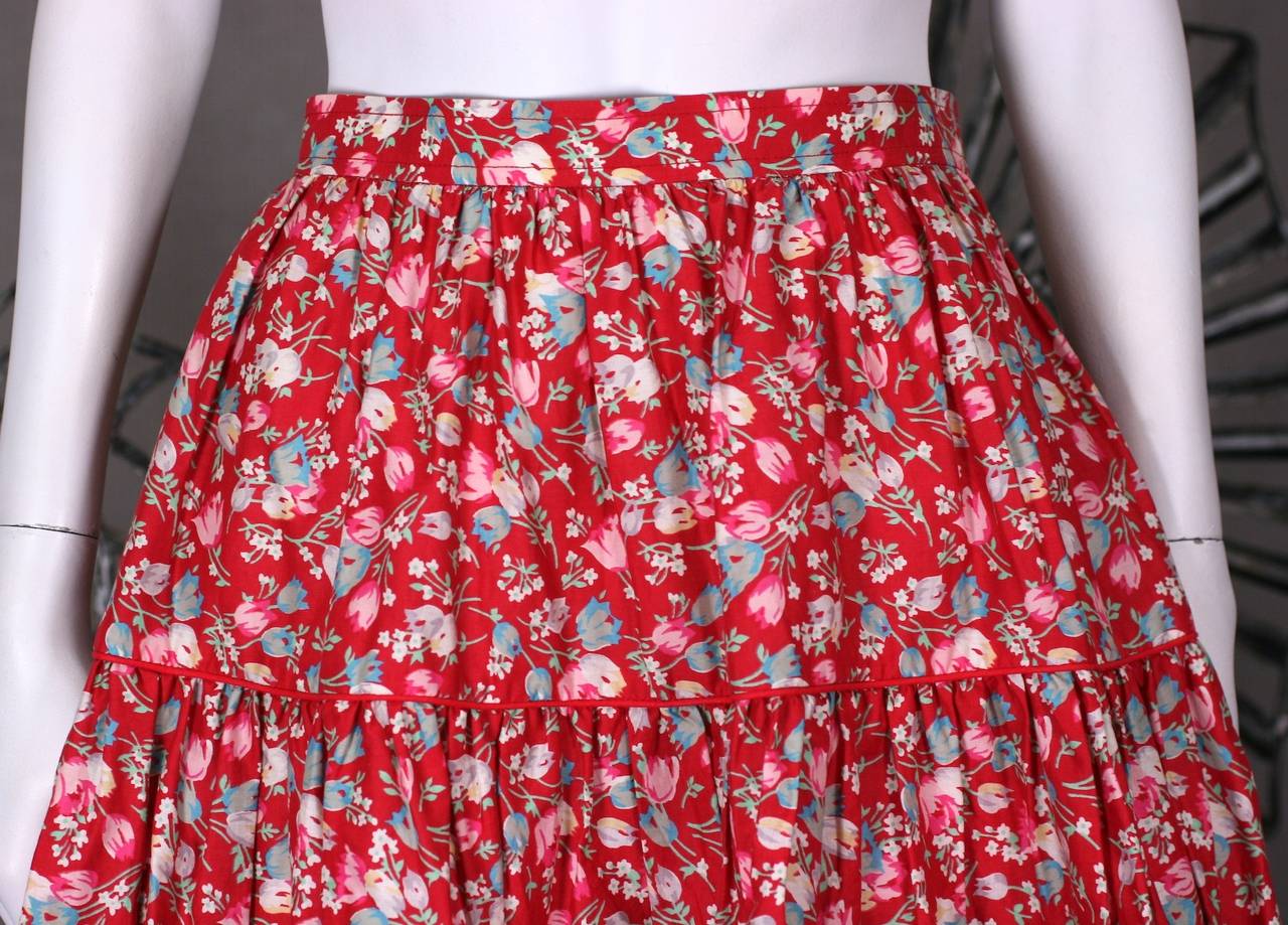 Women's YSL Folkloric Floral Skirt