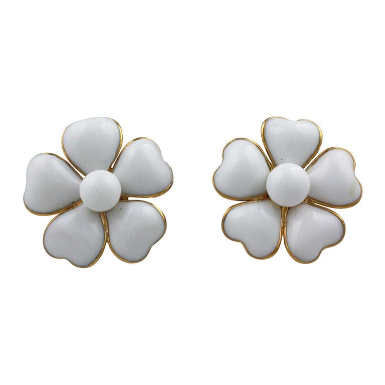 Chanel Gripoix Camelia Earrings