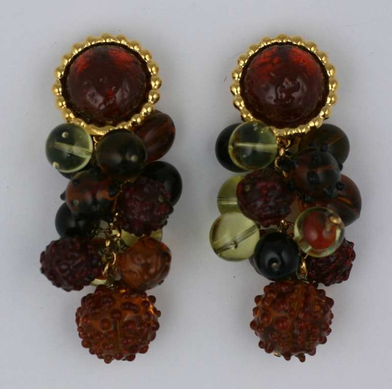Dominique Aurientis Pate de Verre Fruit Earrings by Gripoix In Excellent Condition In New York, NY