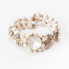 Miriam Haskell Pearl and Diamante Bracelet