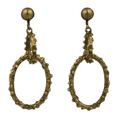 Brutalist 14K Gold Drop Hoops 12