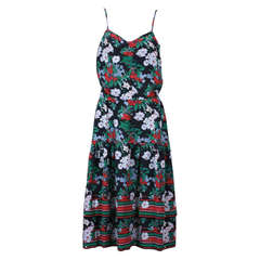 Italian Silk Crepe Cherry Print Dress 12