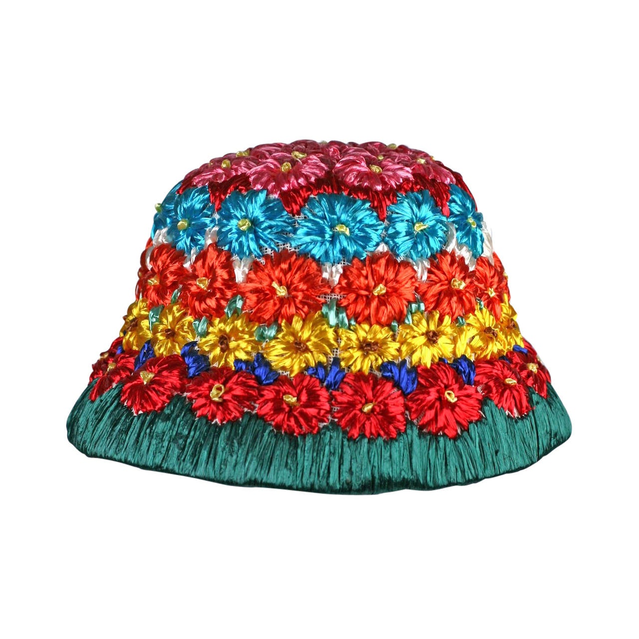 Italian Floral Raffia Bucket Hat