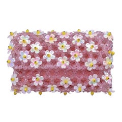 Vintage Italian Hand Beaded Floral Clutch