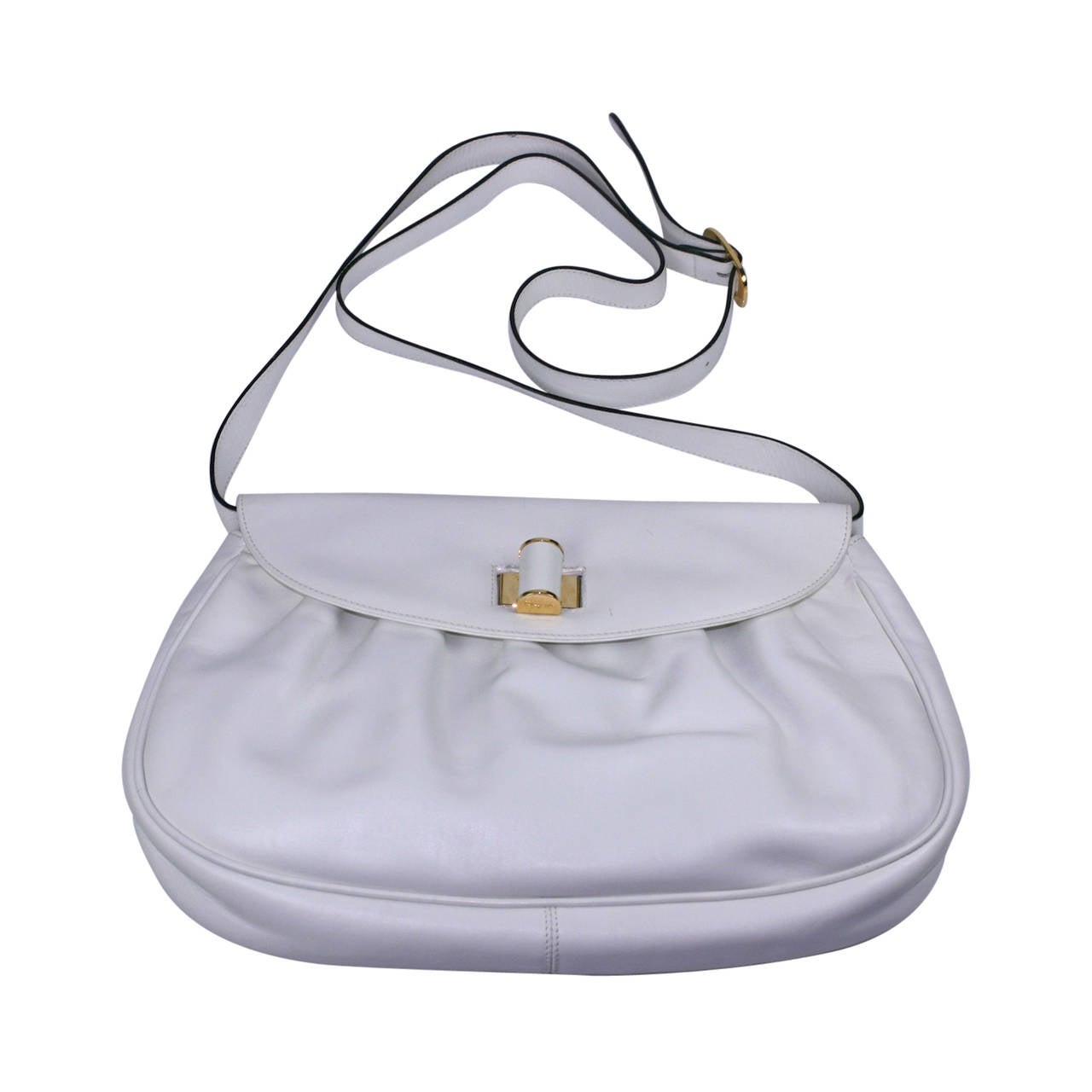 Ferragamo White Calf Shoulder Bag