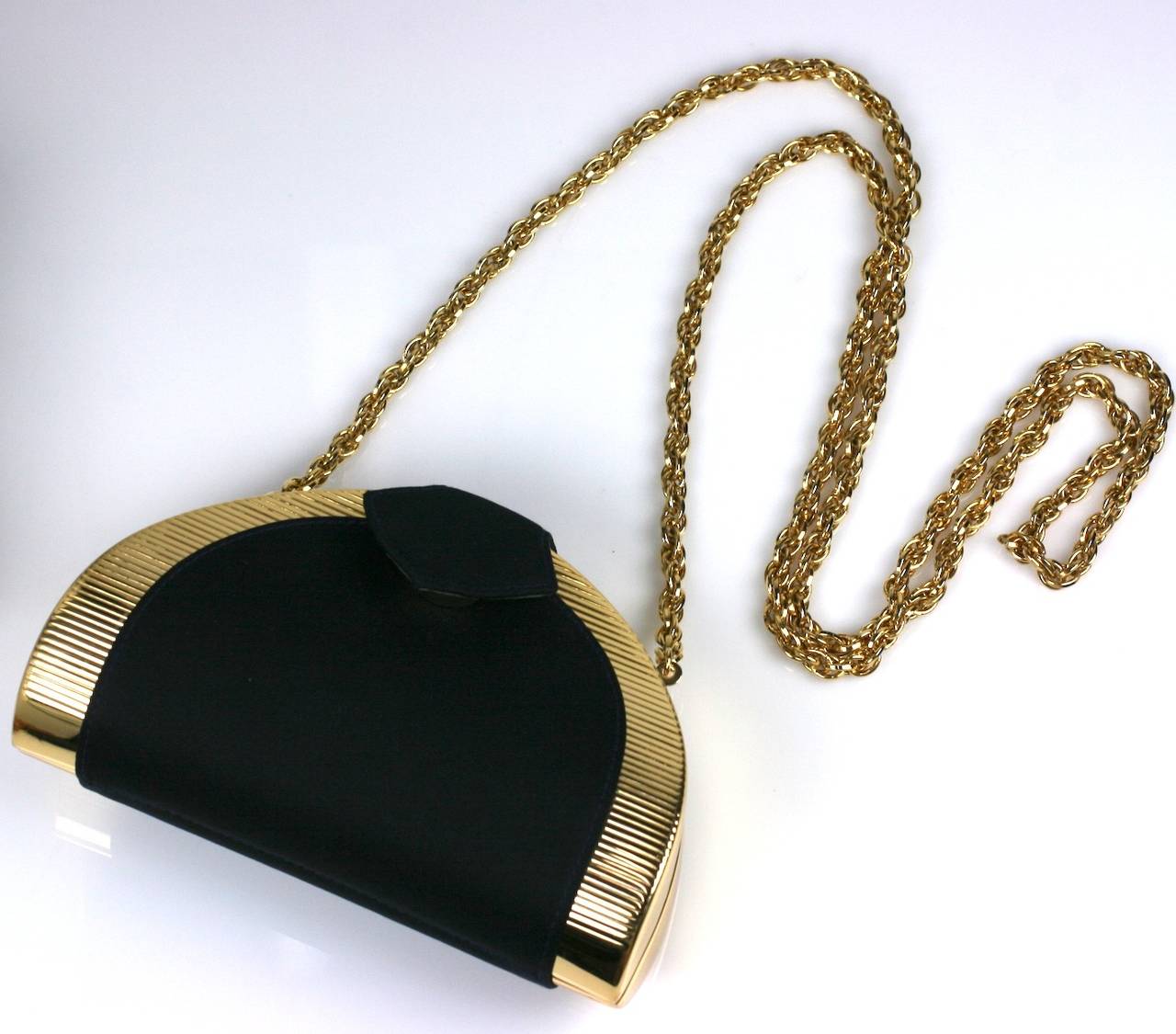 Rodo Black Satin Clutch In Excellent Condition In New York, NY