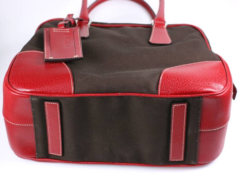 Prada Canvas and Leather Bowling Bag For Sale at 1stdibs  