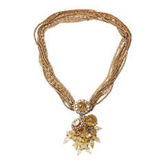 Miriam Haskell Citrine Drop Crystal Necklace 11