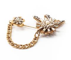 Miriam Haskell Diamante and Pearl Stickpin Brooch