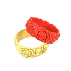 Vintage Pair of Deco Celluloid Rose Bangles