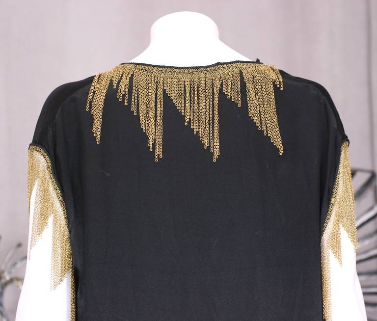 Art Deco Mesh Trimmed Blouse In Excellent Condition For Sale In New York, NY