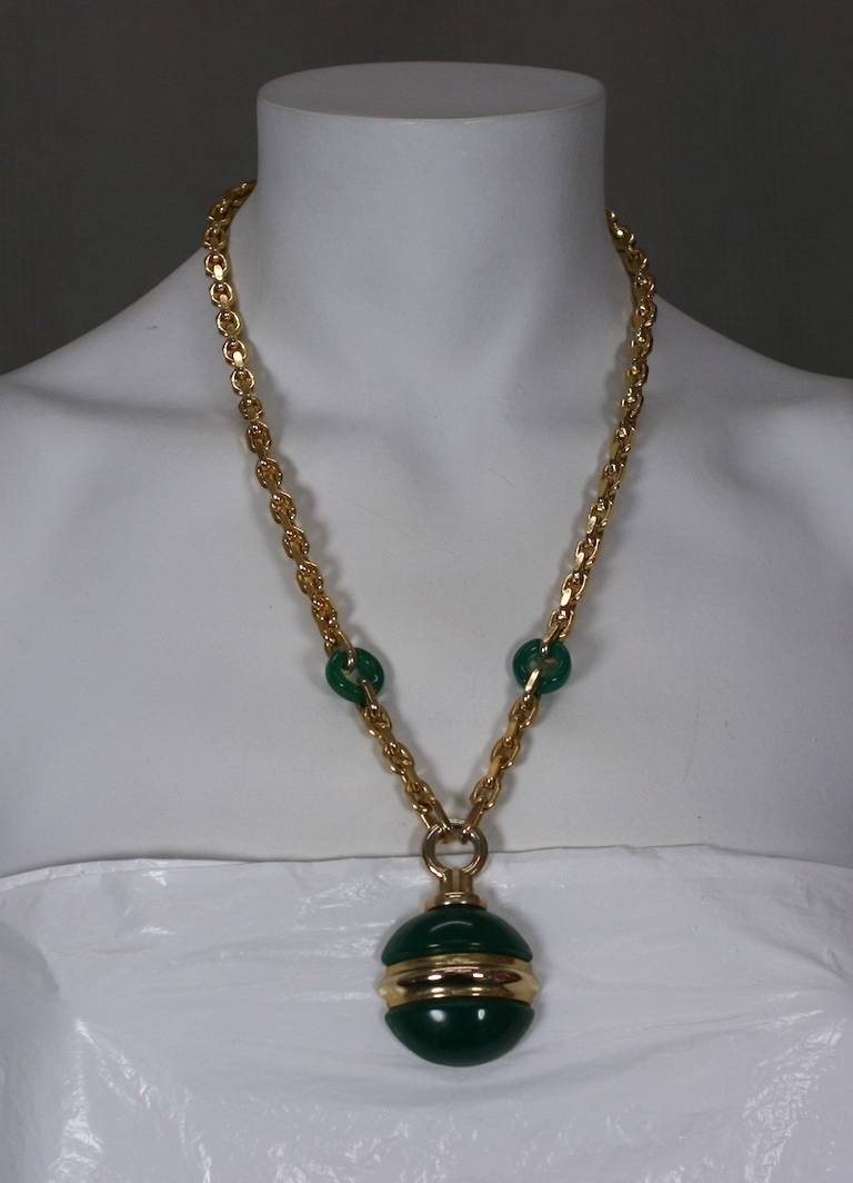 Christian Dior Faux Jade Pendant In Excellent Condition For Sale In New York, NY
