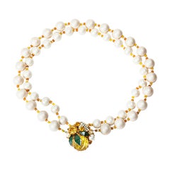 Miriam Haskell Freshwater Pearl Citrine "Lemon" Necklace