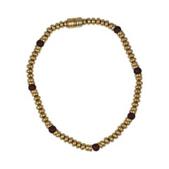 Italian Gold and Ruby Pate de Verre Bead Necklace