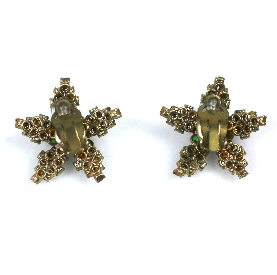  Maison Gripoix for Chanel Poured Glass Pave Star Earrings For Sale 1