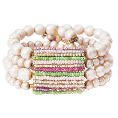 Miriam Haskell Brazalete de perlas y cuentas pastel
