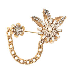 Miriam Haskell Diamante and Pearl Stickpin Brooch 5