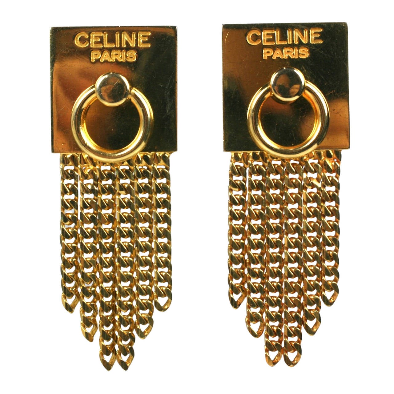 Celine Gold Chain Door Knocker Earrings