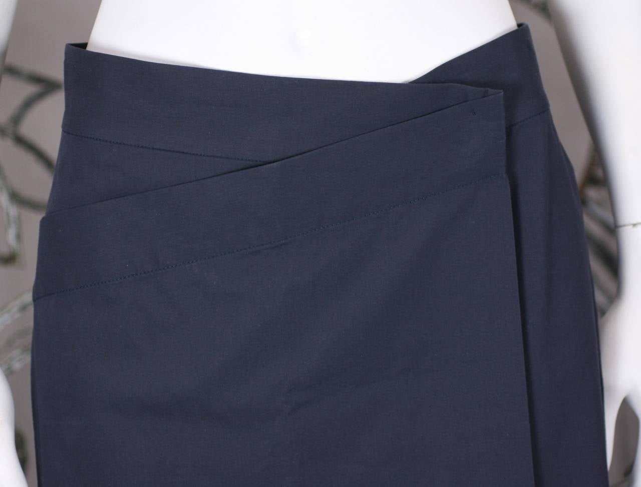 Black Jil Sander Minimalist Cotton Poplin Wrap Skirt For Sale