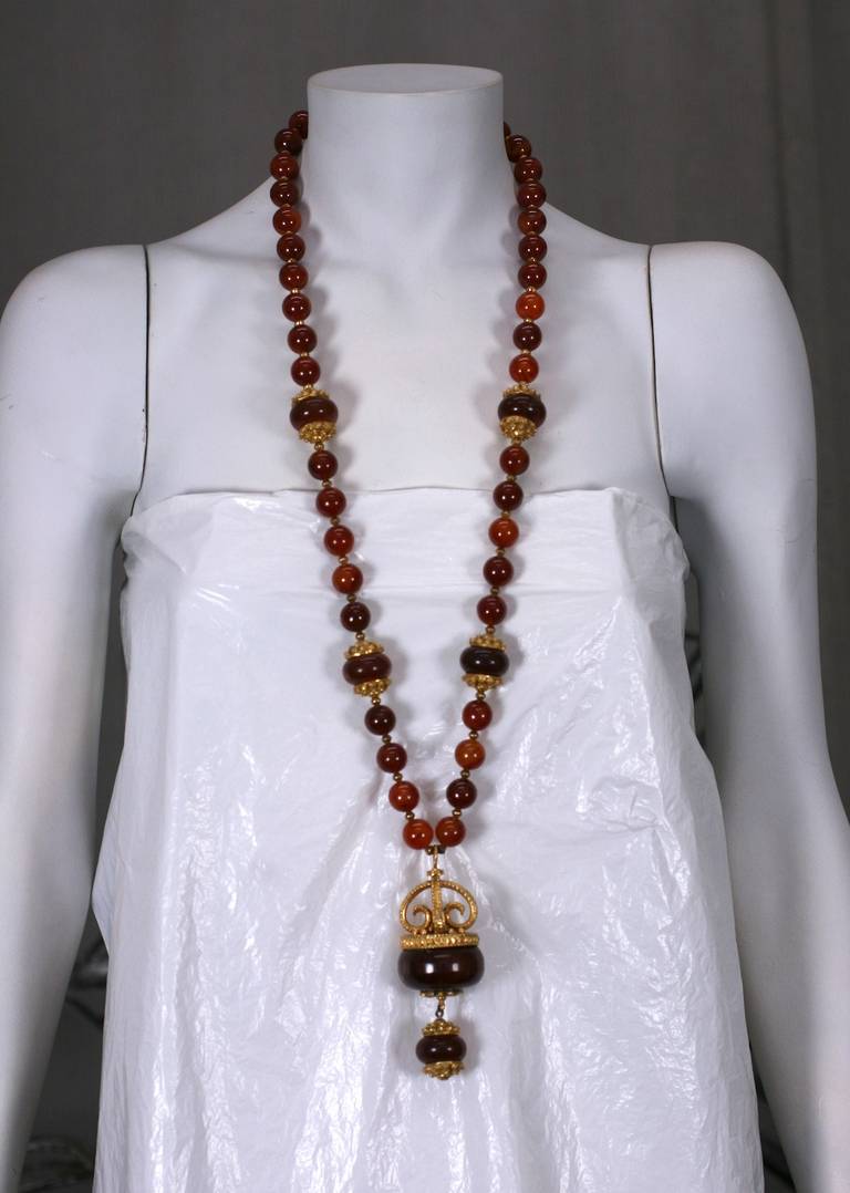 Kenneth Jay Lane Faux Amber Necklace In Excellent Condition For Sale In New York, NY