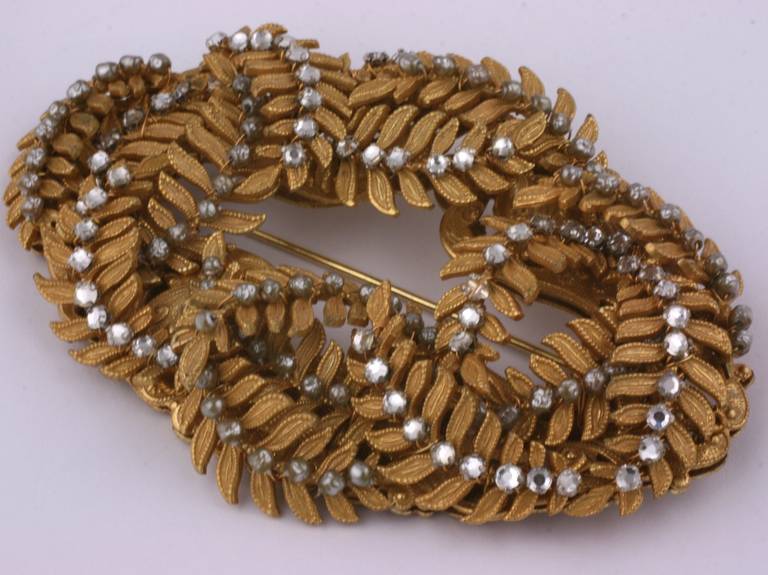 Miriam Haskell Massive Fern Fronds Brooch In Excellent Condition For Sale In New York, NY