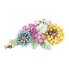 Miriam Haskell Multicolor Floral Spray Brooch