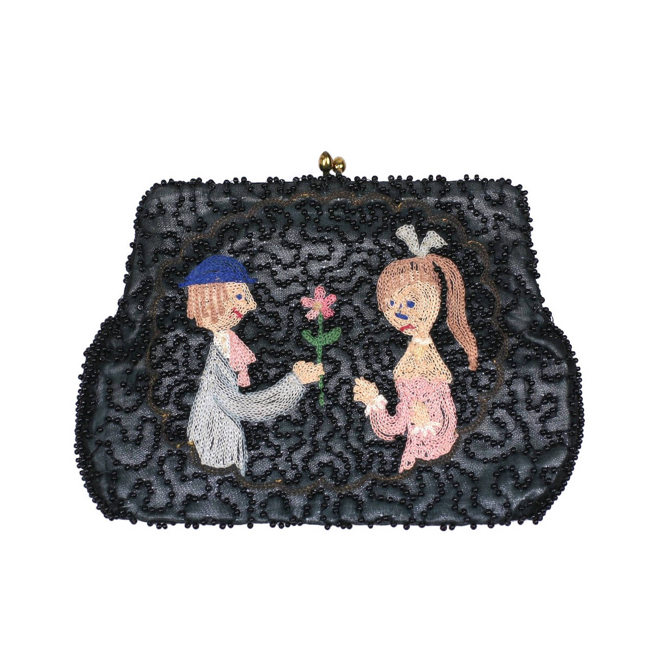 Charming Figural Beaded Change Purse, Belgium