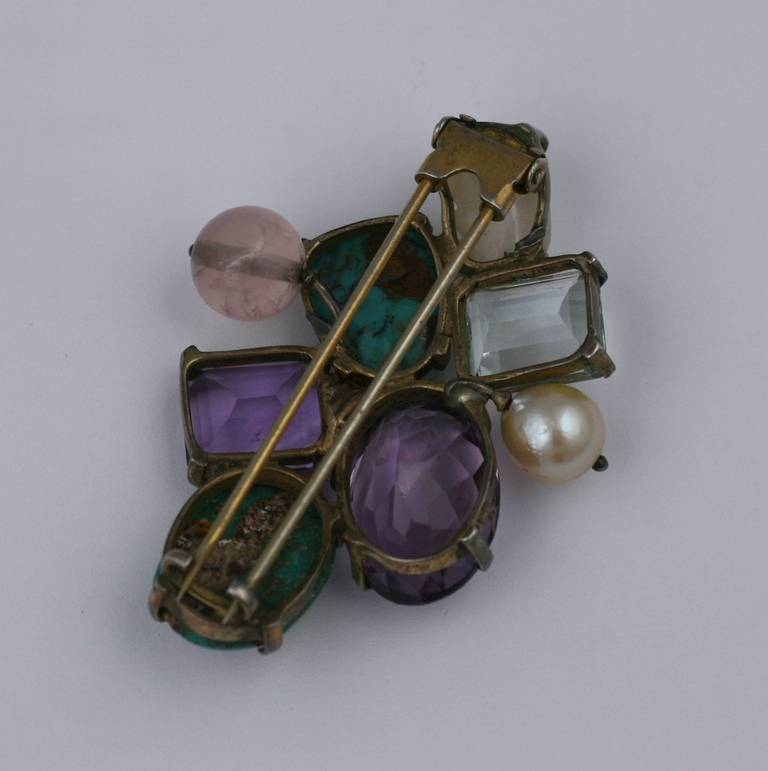 Gem Stone Set Clip In Excellent Condition In New York, NY