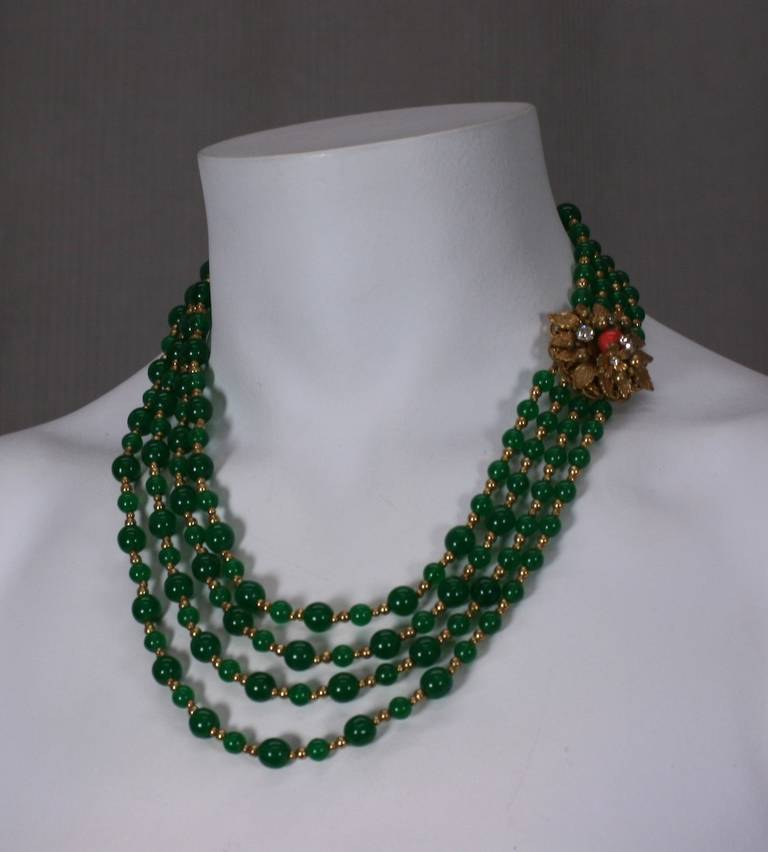 Collana di perle di smeraldo in stile Haskell In condizioni ottime in vendita a New York, NY