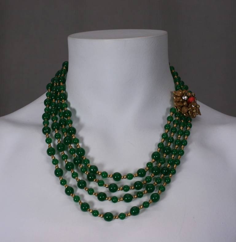 Haskell Style Emerald Bead Necklace In Excellent Condition For Sale In New York, NY