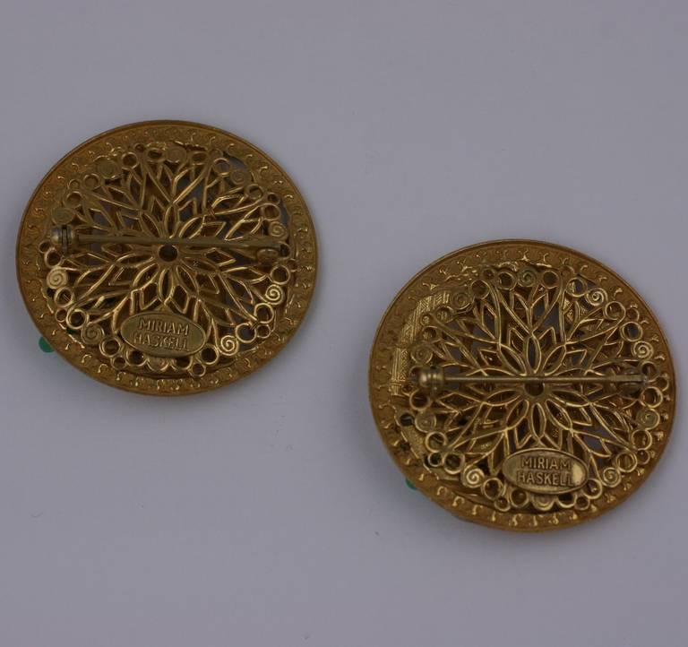 Miriam Haskell Chinoiserie  Brooches In Excellent Condition For Sale In New York, NY