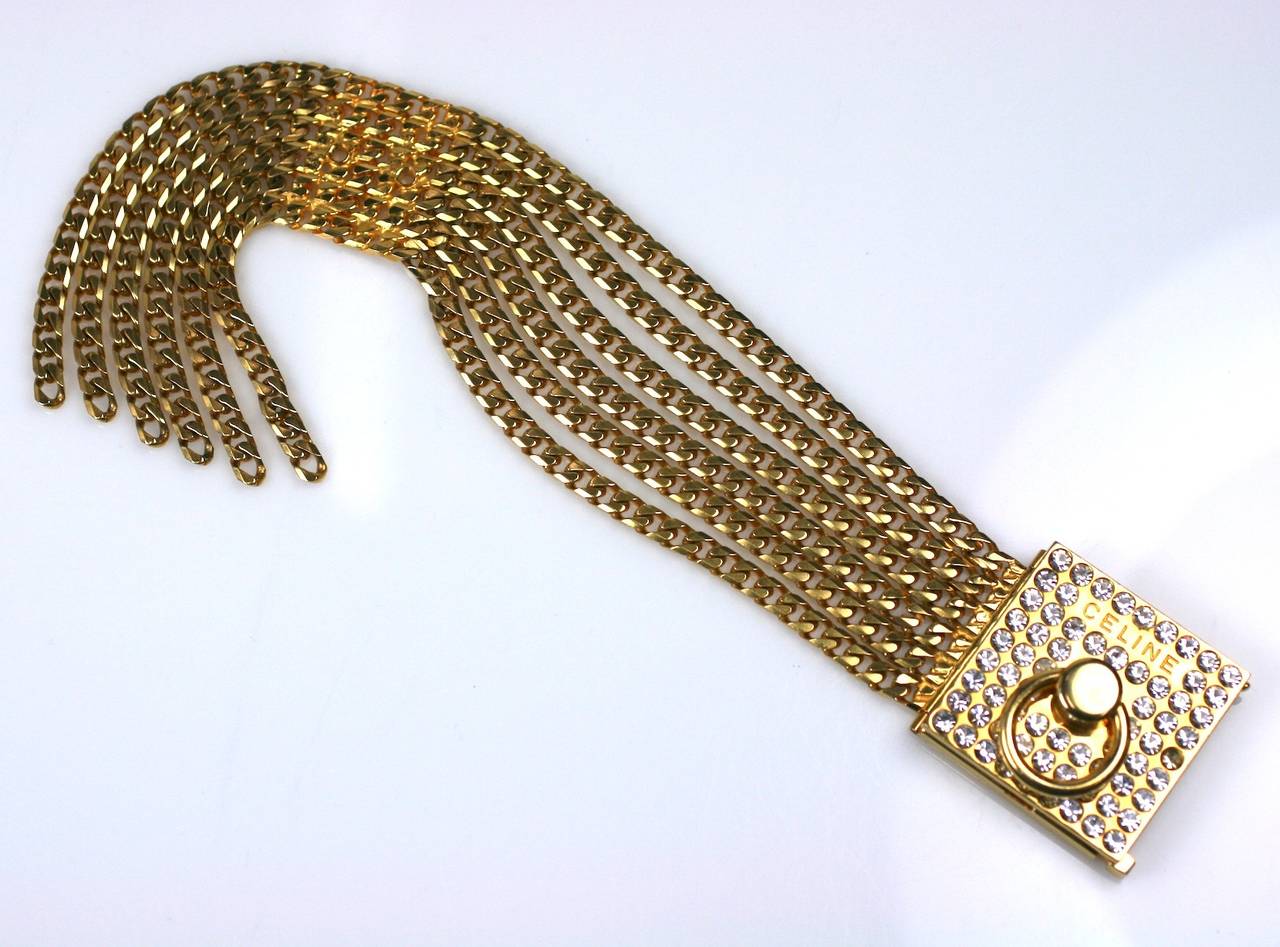 Amazing Celine Pave Padlock Bracelet In Excellent Condition For Sale In New York, NY