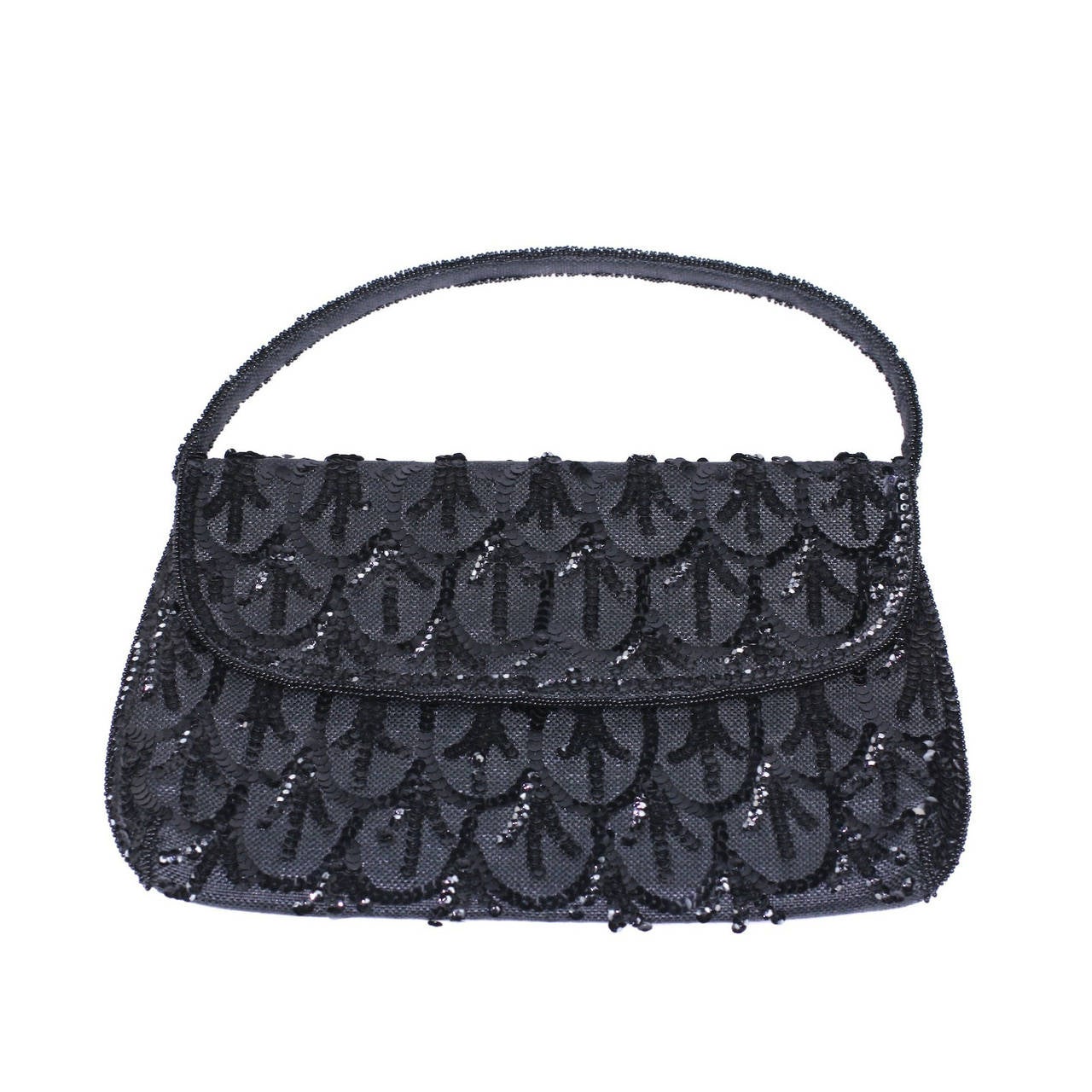 French Sequin Black Linen Bag