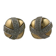 Retro Givenchy Pave Patterned Earclips
