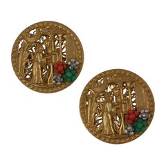 Retro Miriam Haskell Chinoiserie  Brooches