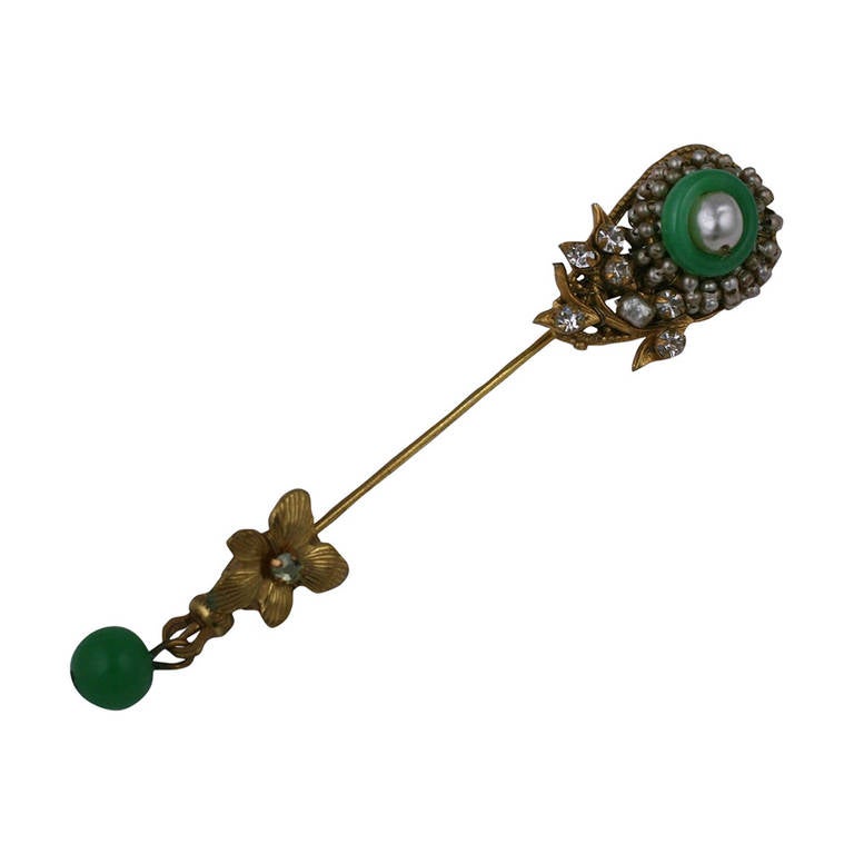 Miriam Haskell Early Stickpin Brooch For Sale