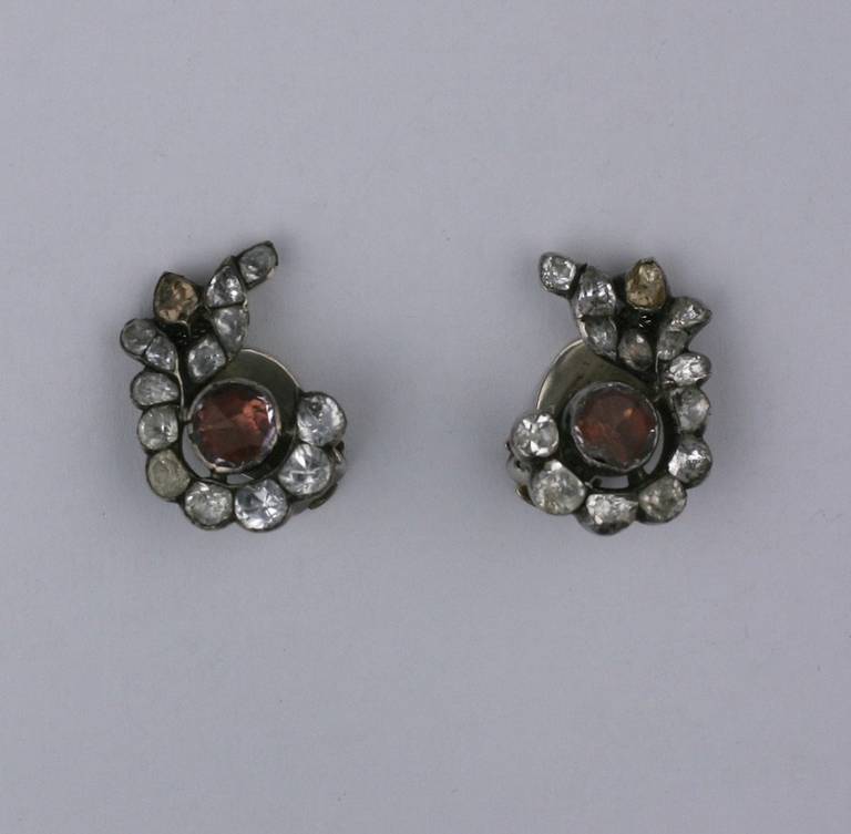 Lovely early 18th Century Georgian earrings with rough cut quartz paste stones and foiled back 