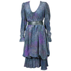 Helga Howie Impressionistisches Bubble-Kleid aus Seide mit Druck