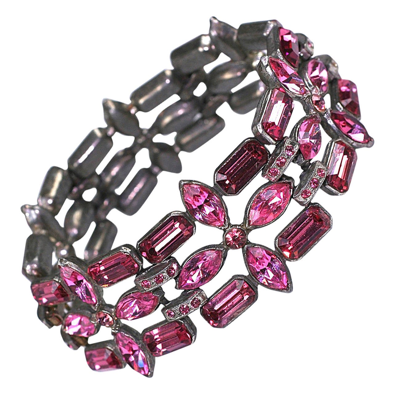 Eisenberg Fuschia Swarovski Crystal Bracelet For Sale