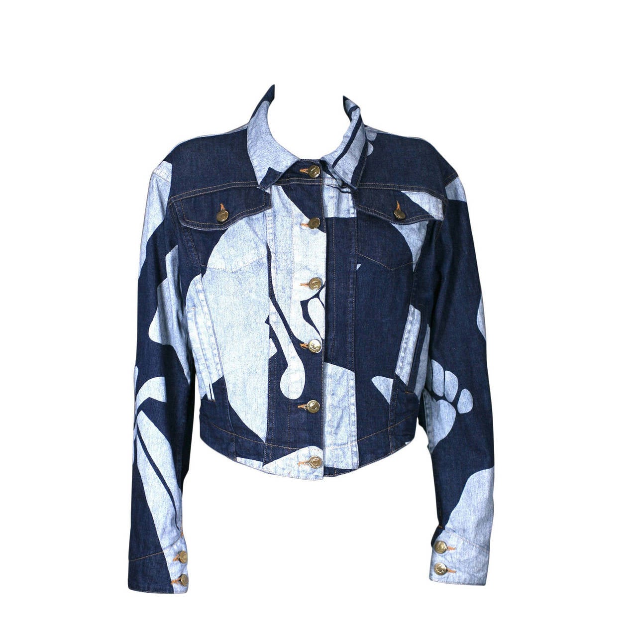 Vivienne Westwood Logo Print Denim Cropped Jacket For Sale