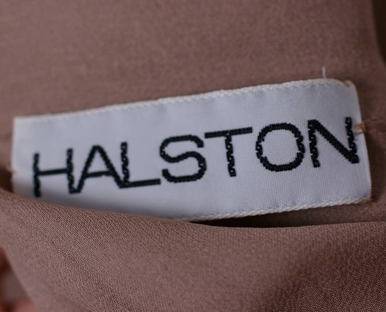 Brown Halston Silk Chiffon Cape Dress