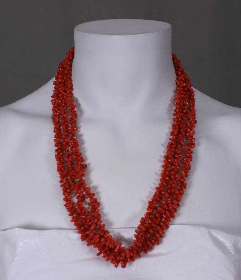 Bead 3 Strands of Antique Tumbled Branch Coral For Sale