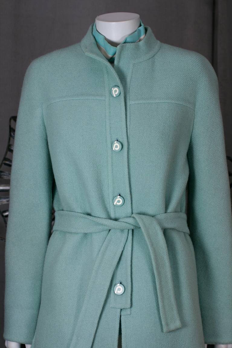 Blue Jean Patou by Karl Lagerfeld Coat and Dress Ensemble For Sale
