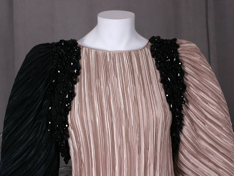 Mary McFadden Jet Encrusted Pleated Dress In Excellent Condition For Sale In New York, NY