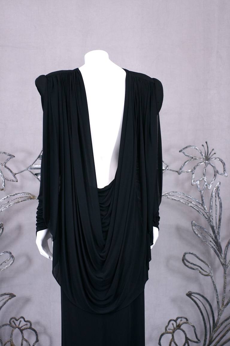 Black Marie Pierre Tattarachi Dramatic Draped Jersey Gown For Sale