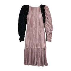 Mary McFadden Jet Encrusted Pleated Dress