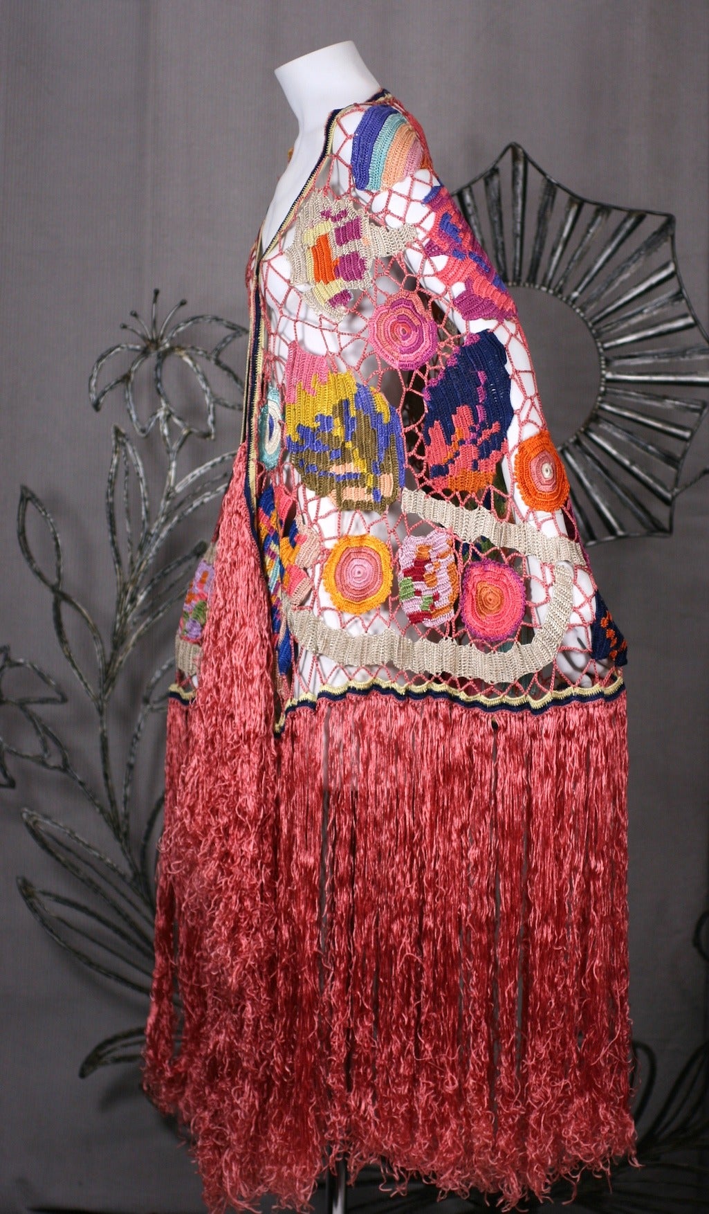 Women's Amazing Austrian Secessionist Hand Crochet Shawl